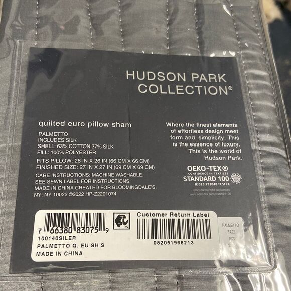 Hudson Park Collection Palmetto Euro Sham Silk, 26” X 26” - Picture 4 of 4